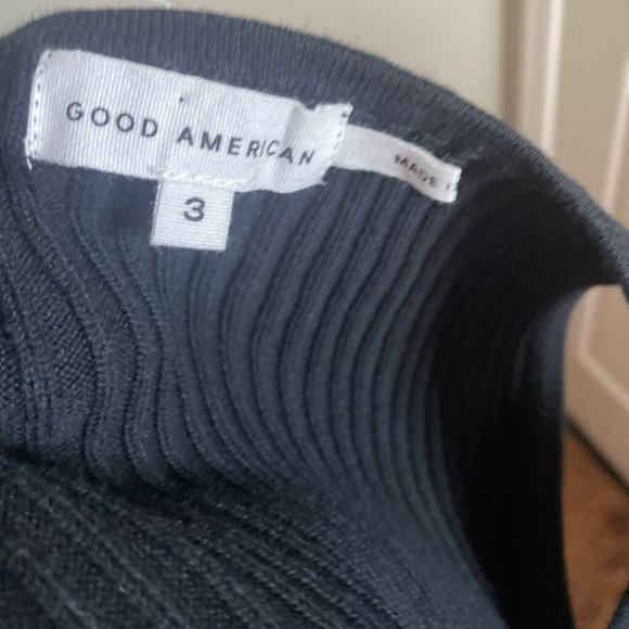 Good American Dress Black Belted BodyCon Ribbed Sleeveless Knit Size 3 Large NWT - Picture 6 of 6